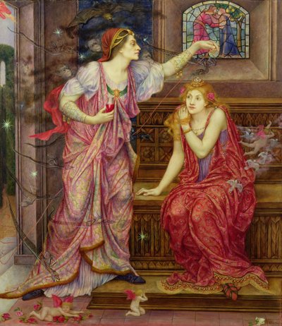 Koningin Eleanor en Schone Rosamund door Evelyn De Morgan